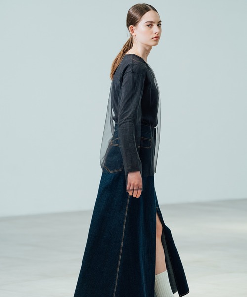 CITY TOKYO（シティトウキョウ）の「【CITY TOKYO/シティートウキョウ】ドッキングチュールカットソー（Tシャツ/カットソー・レディース・ダークグレー/ホワイト・FREE）」の5枚目の写真