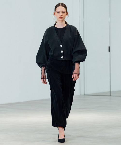 CITY TOKYO（シティトウキョウ）の「【CITY TOKYO/シティートウキョウ】ドッキングチュールカットソー（Tシャツ/カットソー・レディース・ダークグレー/ホワイト・FREE）」の8枚目の写真