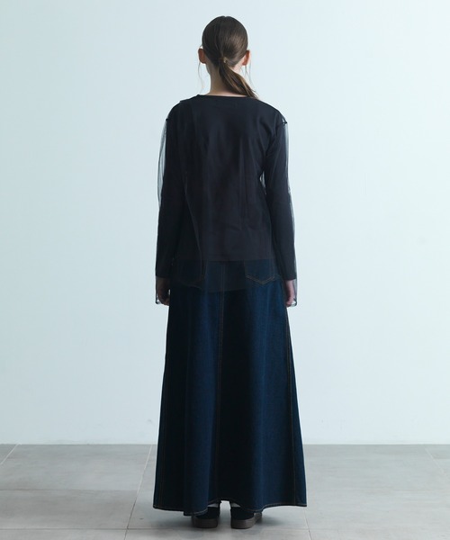 CITY TOKYO（シティトウキョウ）の「【CITY TOKYO/シティートウキョウ】ドッキングチュールカットソー（Tシャツ/カットソー・レディース・ダークグレー/ホワイト・FREE）」の11枚目の写真