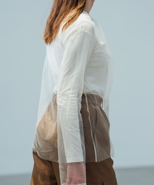 CITY TOKYO（シティトウキョウ）の「【CITY TOKYO/シティートウキョウ】ドッキングチュールカットソー（Tシャツ/カットソー・レディース・ダークグレー/ホワイト・FREE）」の17枚目の写真