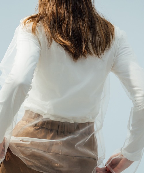 CITY TOKYO（シティトウキョウ）の「【CITY TOKYO/シティートウキョウ】ドッキングチュールカットソー（Tシャツ/カットソー・レディース・ダークグレー/ホワイト・FREE）」の20枚目の写真