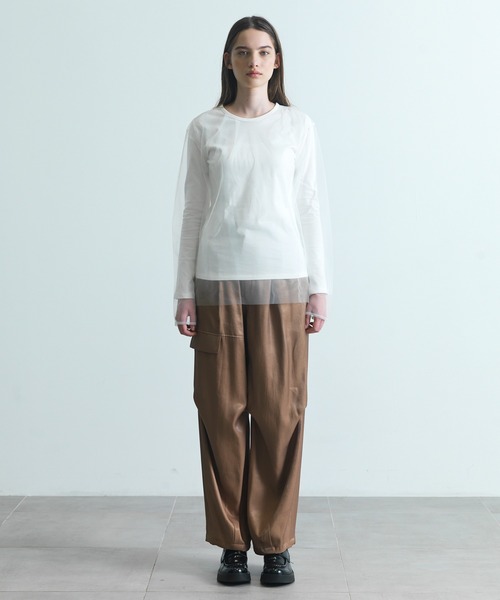 CITY TOKYO（シティトウキョウ）の「【CITY TOKYO/シティートウキョウ】ドッキングチュールカットソー（Tシャツ/カットソー・レディース・ダークグレー/ホワイト・FREE）」の21枚目の写真