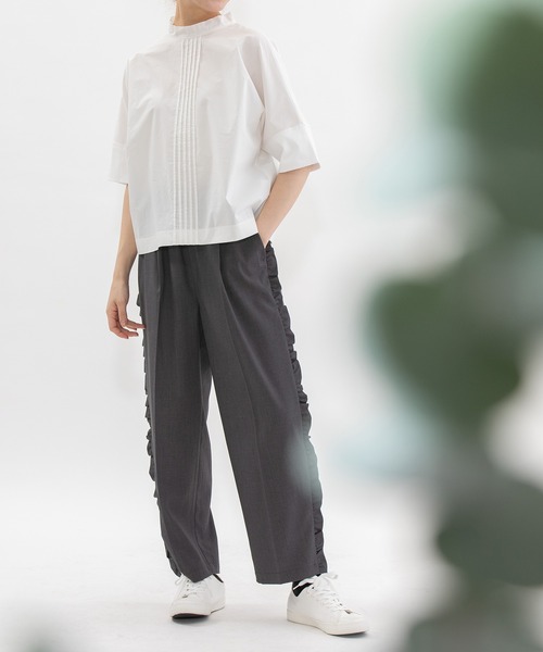 nop de nod(ノップドゥノッド)の「サイドフリルセンタープレスクロップドパンツ(その他パンツ・レディース・ネイビー/ダークグレー/ブラック・3)」の14枚目の写真