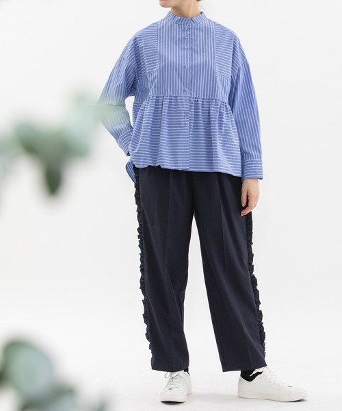nop de nod(ノップドゥノッド)の「サイドフリルセンタープレスクロップドパンツ(その他パンツ・レディース・ネイビー/ダークグレー/ブラック・3)」の20枚目の写真