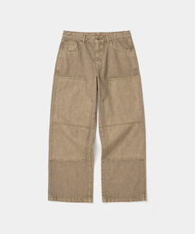 dyeing double knee pants brown