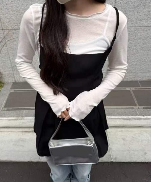 mebole(メボレ)の「バックリボンミニキャミワンピース(ワンピース・レディース・グレー/ブラック・FREE)」の21枚目の写真