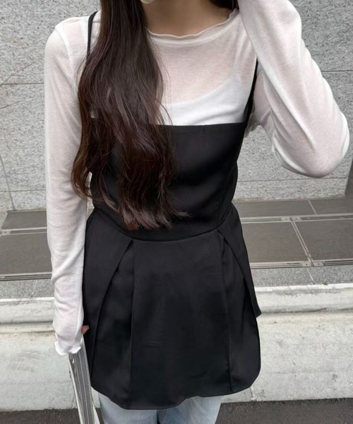 mebole(メボレ)の「バックリボンミニキャミワンピース(ワンピース・レディース・グレー/ブラック・FREE)」の17枚目の写真