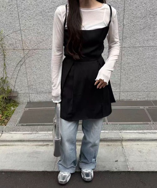 mebole(メボレ)の「バックリボンミニキャミワンピース(ワンピース・レディース・グレー/ブラック・FREE)」の16枚目の写真