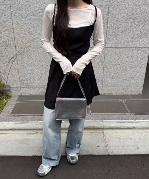 mebole(メボレ)の「バックリボンミニキャミワンピース(ワンピース・レディース・グレー/ブラック・FREE)」の15枚目の写真