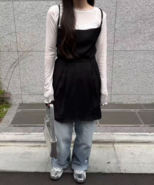 mebole(メボレ)の「バックリボンミニキャミワンピース(ワンピース・レディース・グレー/ブラック・FREE)」の14枚目の写真