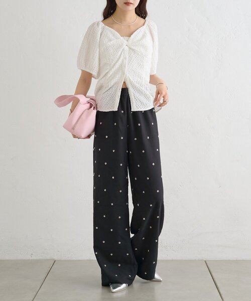 mystic（ミスティック）の「ハートネックパフブラウス（シャツ/ブラウス・レディース・オフホワイト/ブラック/グリーン・FREE）」の21枚目の写真