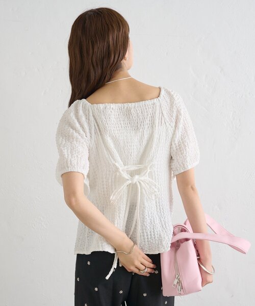 mystic（ミスティック）の「ハートネックパフブラウス（シャツ/ブラウス・レディース・オフホワイト/ブラック/グリーン・FREE）」の17枚目の写真