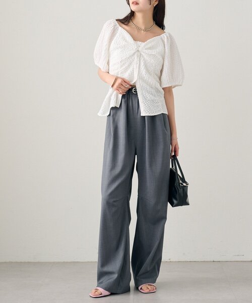 mystic（ミスティック）の「ハートネックパフブラウス（シャツ/ブラウス・レディース・オフホワイト/ブラック/グリーン・FREE）」の15枚目の写真