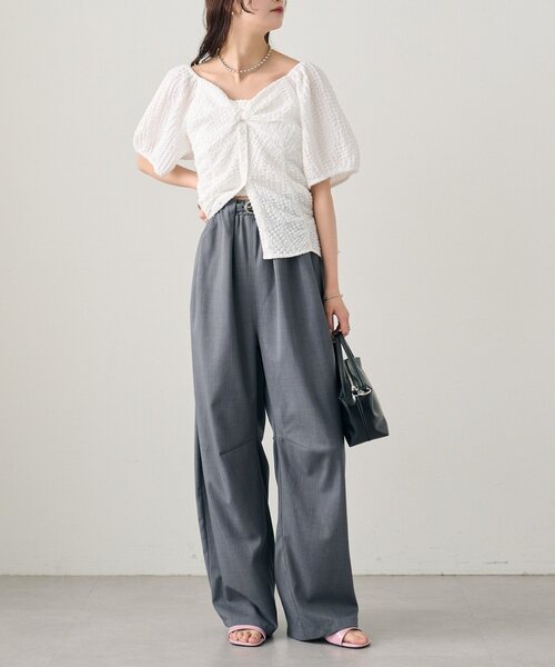 mystic（ミスティック）の「ハートネックパフブラウス（シャツ/ブラウス・レディース・オフホワイト/ブラック/グリーン・FREE）」の14枚目の写真