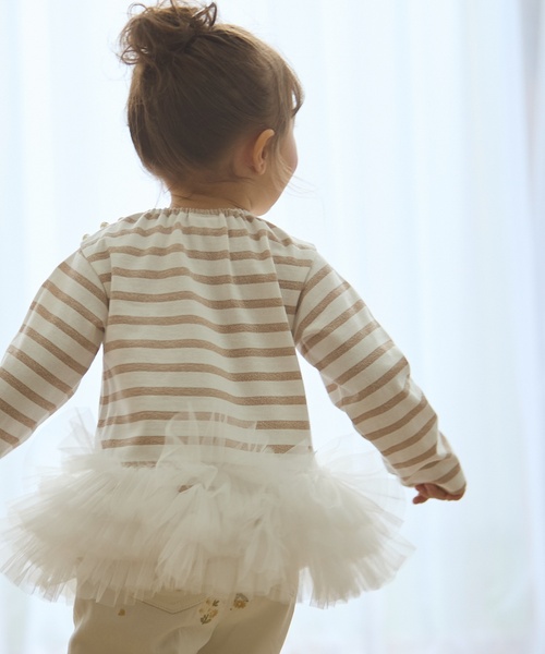 petit main（プティマイン）の「【リンク】ボーダーペプラム長袖Tシャツ（Tシャツ/カットソー・キッズ・ネイビー/ピンク/ブラウン・130cm/120cm/100cm/110cm/90cm/80ｃｍ）」の19枚目の写真