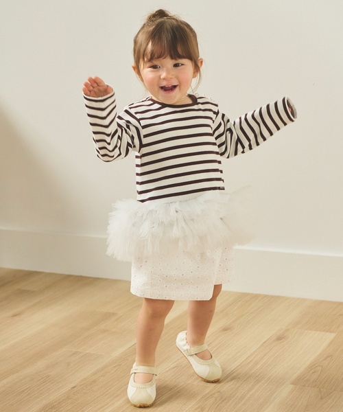 petit main（プティマイン）の「【リンク】ボーダーペプラム長袖Tシャツ（Tシャツ/カットソー・キッズ・ネイビー/ピンク/ブラウン・130cm/120cm/100cm/110cm/90cm/80ｃｍ）」の18枚目の写真