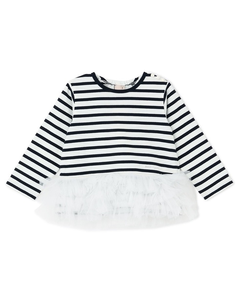 petit main（プティマイン）の「【リンク】ボーダーペプラム長袖Tシャツ（Tシャツ/カットソー・キッズ・ネイビー/ピンク/ブラウン・130cm/120cm/100cm/110cm/90cm/80ｃｍ）」の15枚目の写真