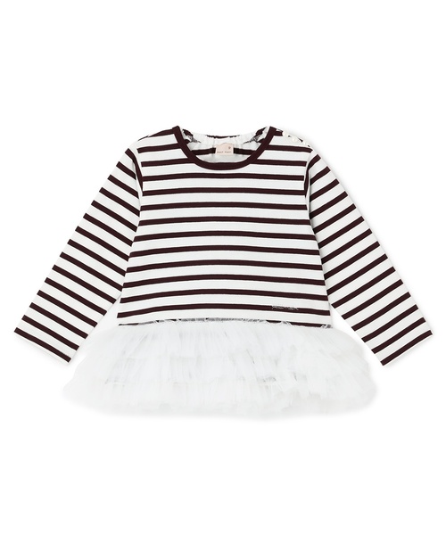 petit main（プティマイン）の「【リンク】ボーダーペプラム長袖Tシャツ（Tシャツ/カットソー・キッズ・ネイビー/ピンク/ブラウン・130cm/120cm/100cm/110cm/90cm/80ｃｍ）」の14枚目の写真