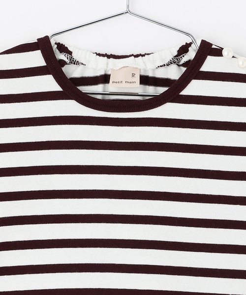 petit main（プティマイン）の「【リンク】ボーダーペプラム長袖Tシャツ（Tシャツ/カットソー・キッズ・ネイビー/ピンク/ブラウン・130cm/120cm/100cm/110cm/90cm/80ｃｍ）」の12枚目の写真