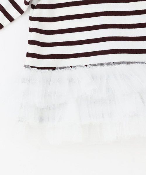 petit main（プティマイン）の「【リンク】ボーダーペプラム長袖Tシャツ（Tシャツ/カットソー・キッズ・ネイビー/ピンク/ブラウン・130cm/120cm/100cm/110cm/90cm/80ｃｍ）」の7枚目の写真