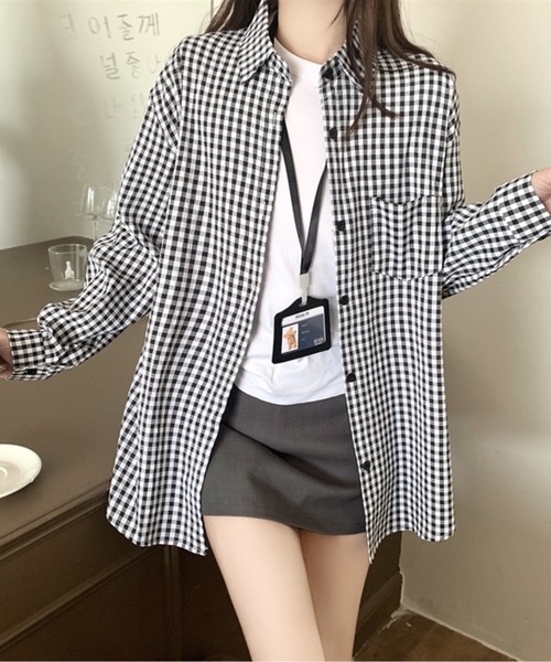 AMAJI(アマジ)の「ギンガムチェックシャツ(その他トップス・レディース・ホワイト/グレー/ピンク/イエロー/ブルー・FREE)」の7枚目の写真