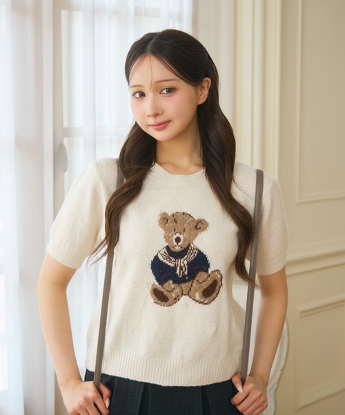 セール】くまジャガード半袖ニット（ニット/セーター）｜TITTY&CO