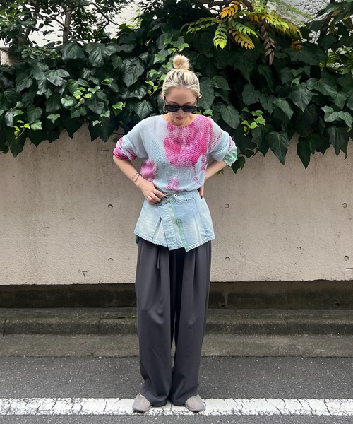 Ameri(アメリ)の「LOW RESOLUTION FLOWER KNIT TOP(ニット/セーター・レディース・ブラック/アイボリー/ブルー・FREE)」の14枚目の写真