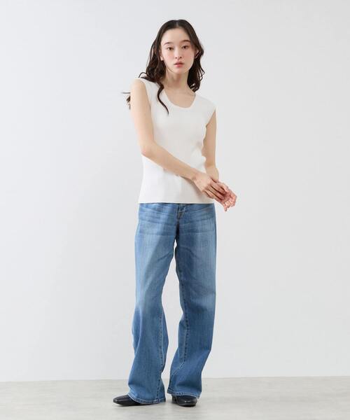 LOGEMENT DE CLAIRE（ロジュモンドクレール）の「ハイゲージリブノースリーブプルオーバー（ニット/セーター・レディース・ブラウン/ブラウン系その他/ブラック/オフホワイト・FREE）」の7枚目の写真