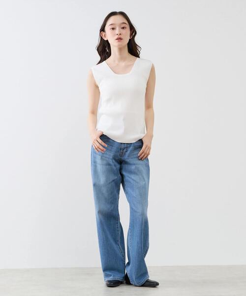 LOGEMENT DE CLAIRE（ロジュモンドクレール）の「ハイゲージリブノースリーブプルオーバー（ニット/セーター・レディース・ブラウン/ブラウン系その他/ブラック/オフホワイト・FREE）」の14枚目の写真