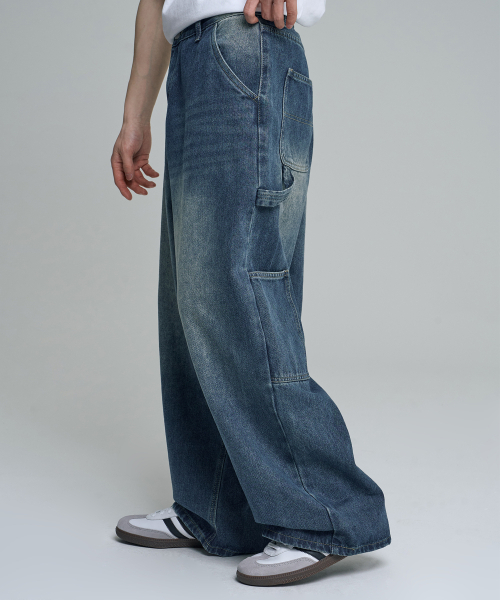MOOVN(ムブン)の「ヴィンテージワイドカーペンターデニムパンツディープブルー(デニムパンツ・メンズ・その他・LARGE/MEDIUM/SMALL)」の1枚目の写真