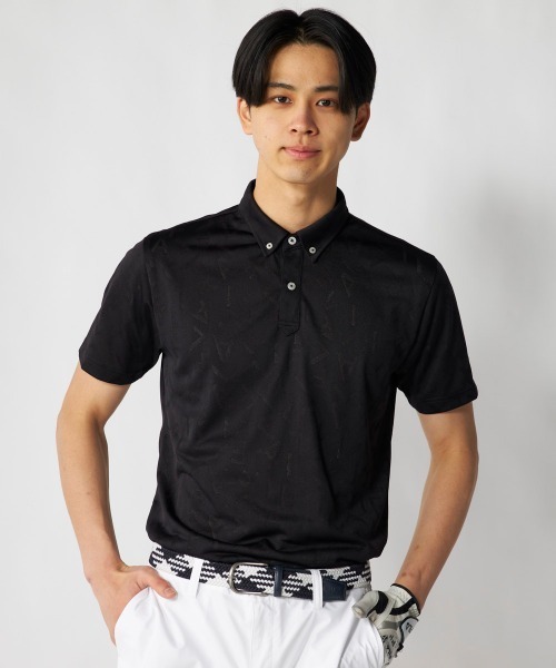 FILA GOLF(フィラゴルフ )の「【FILA GOLF:フィラゴルフ】半袖ロゴジャカードシャツ ゴルフ(シャツ/ブラウス・メンズ・ブラック/ホワイト/ネイビー/オレンジ・LARGE/XX-LARGE/X-LARGE/MEDIUM)」の2枚目の写真