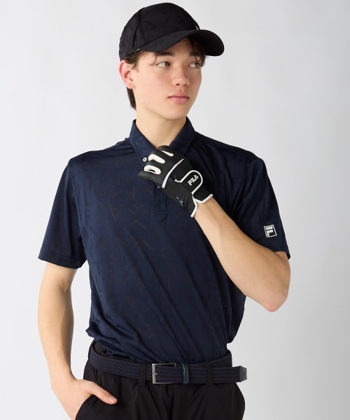 FILA GOLF(フィラゴルフ )の「【FILA GOLF:フィラゴルフ】半袖ロゴジャカードシャツ ゴルフ(シャツ/ブラウス・メンズ・ブラック/ホワイト/ネイビー/オレンジ・LARGE/XX-LARGE/X-LARGE/MEDIUM)」の7枚目の写真