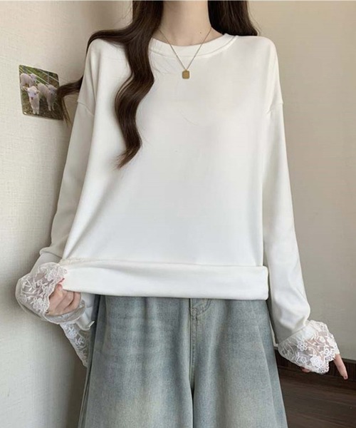 by LEGNA(バイレグナ)の「レース切替ゆるロンT(Tシャツ/カットソー・レディース・ホワイト/ブラック/グレー・LARGE/X-LARGE/XX-LARGE/MEDIUM)」の6枚目の写真