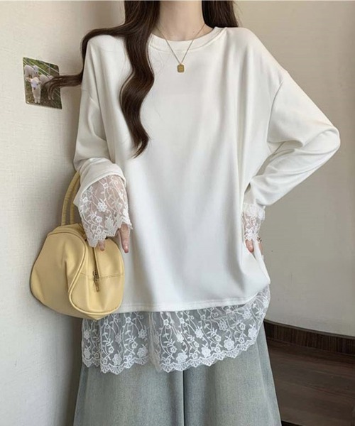 by LEGNA(バイレグナ)の「レース切替ゆるロンT(Tシャツ/カットソー・レディース・ホワイト/ブラック/グレー・LARGE/X-LARGE/XX-LARGE/MEDIUM)」の7枚目の写真