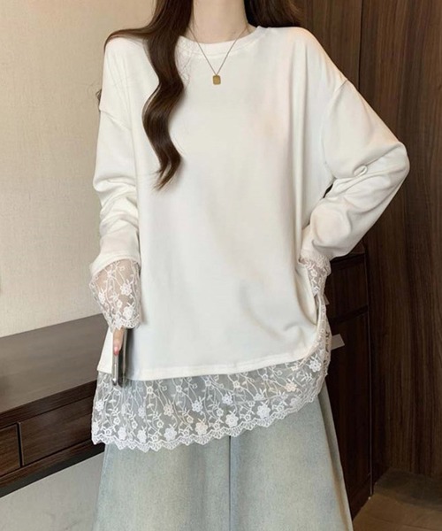 by LEGNA(バイレグナ)の「レース切替ゆるロンT(Tシャツ/カットソー・レディース・ホワイト/ブラック/グレー・LARGE/X-LARGE/XX-LARGE/MEDIUM)」の9枚目の写真