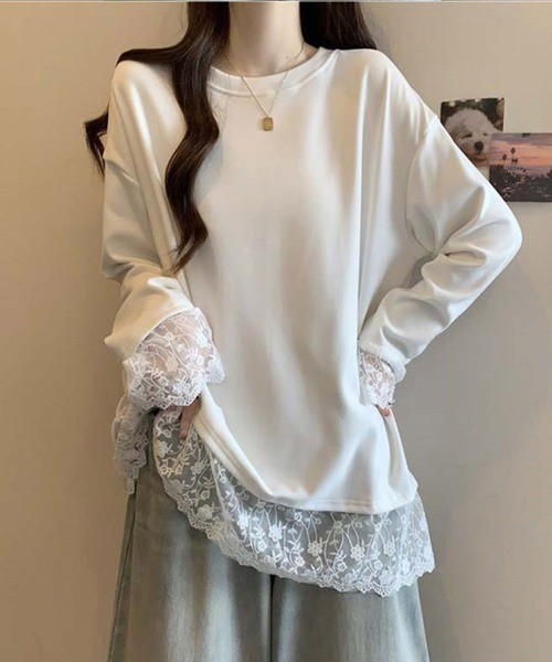 by LEGNA(バイレグナ)の「レース切替ゆるロンT(Tシャツ/カットソー・レディース・ホワイト/ブラック/グレー・LARGE/X-LARGE/XX-LARGE/MEDIUM)」の10枚目の写真