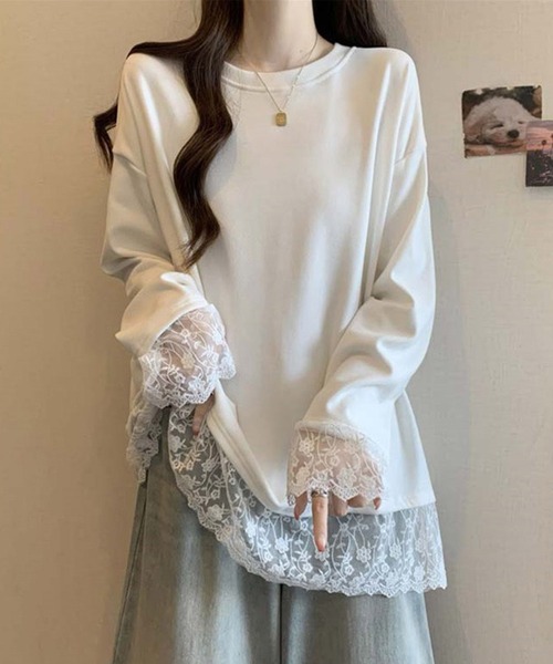 by LEGNA(バイレグナ)の「レース切替ゆるロンT(Tシャツ/カットソー・レディース・ホワイト/ブラック/グレー・LARGE/X-LARGE/XX-LARGE/MEDIUM)」の11枚目の写真
