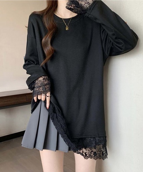 by LEGNA(バイレグナ)の「レース切替ゆるロンT(Tシャツ/カットソー・レディース・ホワイト/ブラック/グレー・LARGE/X-LARGE/XX-LARGE/MEDIUM)」の15枚目の写真
