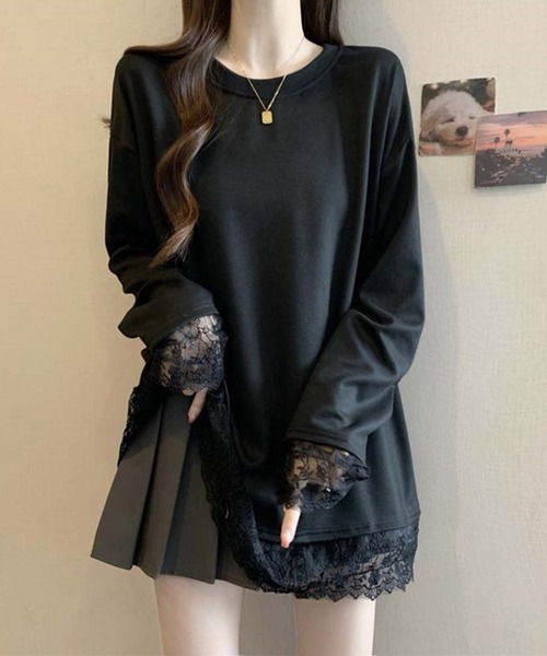 by LEGNA(バイレグナ)の「レース切替ゆるロンT(Tシャツ/カットソー・レディース・ホワイト/ブラック/グレー・LARGE/X-LARGE/XX-LARGE/MEDIUM)」の16枚目の写真