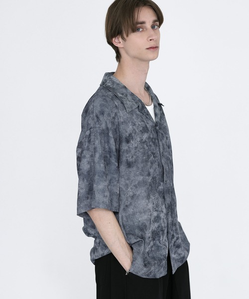 SOCCE（ソーシー）の「アブストラクトオープンカラーシャツ（シャツ/ブラウス・メンズ・ワイン/ブラック/ブルー・M/S/XL/L）」の5枚目の写真