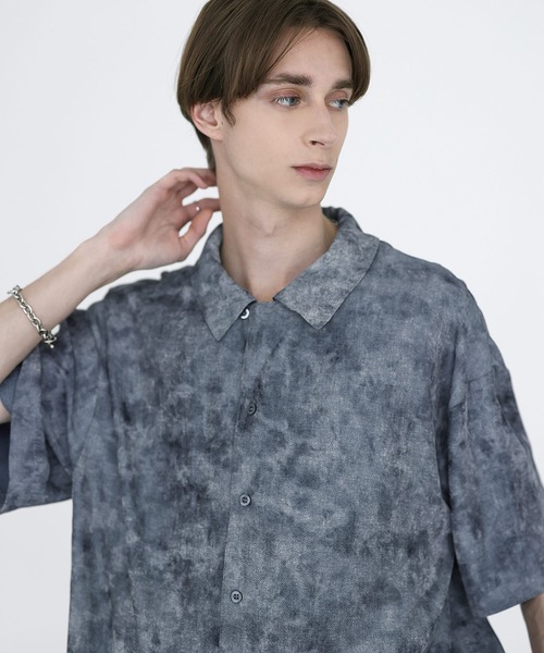 SOCCE（ソーシー）の「アブストラクトオープンカラーシャツ（シャツ/ブラウス・メンズ・ワイン/ブラック/ブルー・M/S/XL/L）」の7枚目の写真
