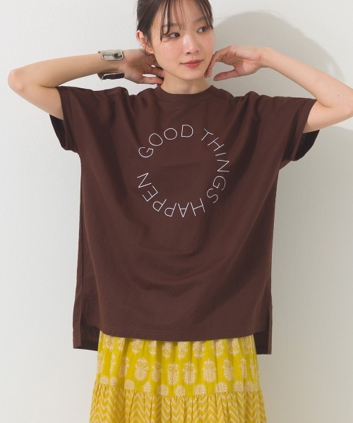 OMNES（オムネス）の「接触冷感 ロゴフレンチスリーブ半袖Tシャツ（Tシャツ/カットソー・レディース・レッド/ブラウン/グレー系その他/イエロー/ミント/ダークグレー・FREE）」の4枚目の写真