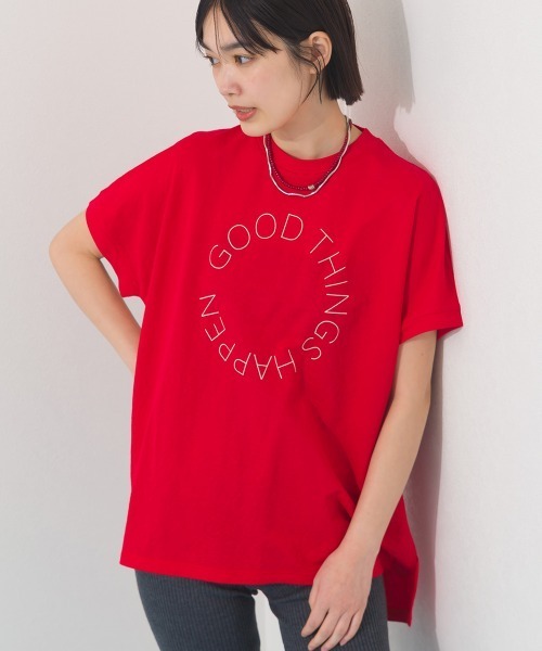 OMNES（オムネス）の「接触冷感 ロゴフレンチスリーブ半袖Tシャツ（Tシャツ/カットソー・レディース・レッド/ブラウン/グレー系その他/イエロー/ミント/ダークグレー・FREE）」の6枚目の写真