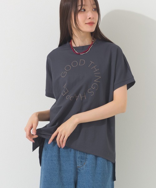 OMNES（オムネス）の「接触冷感 ロゴフレンチスリーブ半袖Tシャツ（Tシャツ/カットソー・レディース・レッド/ブラウン/グレー系その他/イエロー/ミント/ダークグレー・FREE）」の2枚目の写真