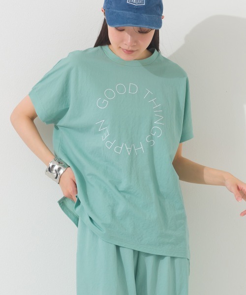 OMNES（オムネス）の「接触冷感 ロゴフレンチスリーブ半袖Tシャツ（Tシャツ/カットソー・レディース・レッド/ブラウン/グレー系その他/イエロー/ミント/ダークグレー・FREE）」の5枚目の写真