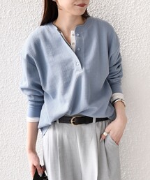 SHIPS Colors | SHIPS Colors:〈手洗い可能〉変形ワッフル ヘンリーネック プルオーバー(Tシャツ/カットソー)