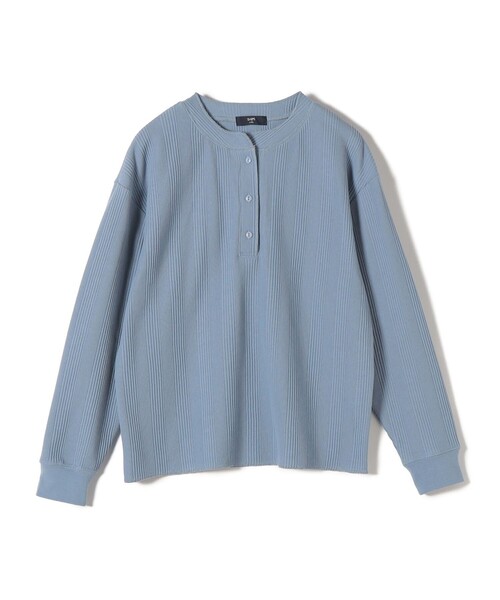 SHIPS Colors（シップス カラーズ）の「SHIPS Colors:〈手洗い可能〉変形ワッフル ヘンリーネック プルオーバー（Tシャツ/カットソー・レディース・オフホワイト/ライトブルー/ネイビー・ONE SIZE）」の10枚目の写真