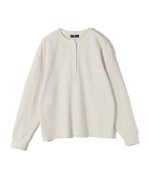 SHIPS Colors（シップス カラーズ）の「SHIPS Colors:〈手洗い可能〉変形ワッフル ヘンリーネック プルオーバー（Tシャツ/カットソー・レディース・オフホワイト/ライトブルー/ネイビー・ONE SIZE）」の9枚目の写真