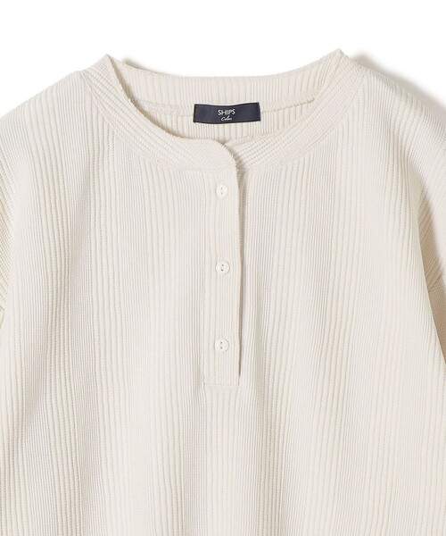 SHIPS Colors（シップス カラーズ）の「SHIPS Colors:〈手洗い可能〉変形ワッフル ヘンリーネック プルオーバー（Tシャツ/カットソー・レディース・オフホワイト/ライトブルー/ネイビー・ONE SIZE）」の7枚目の写真