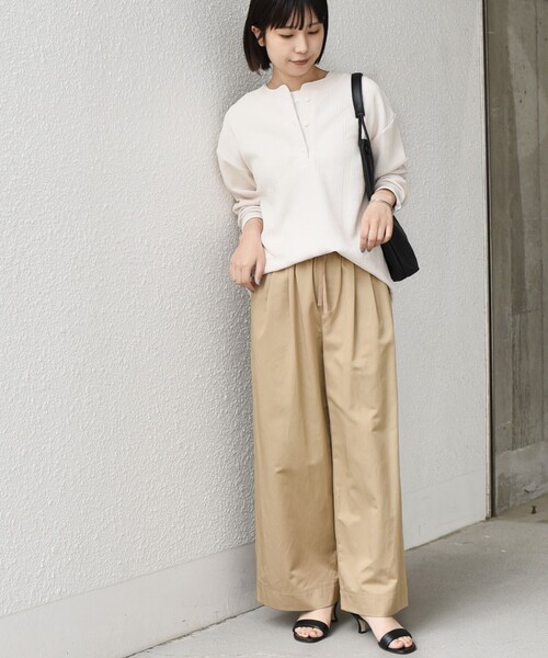 SHIPS Colors（シップス カラーズ）の「SHIPS Colors:〈手洗い可能〉変形ワッフル ヘンリーネック プルオーバー（Tシャツ/カットソー・レディース・オフホワイト/ライトブルー/ネイビー・ONE SIZE）」の17枚目の写真